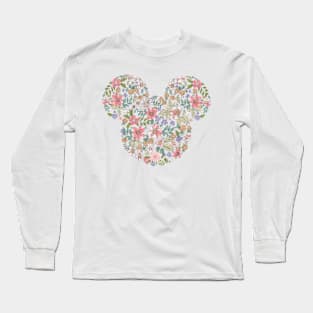 Floral Mouse head with Ears Long Sleeve T-Shirt